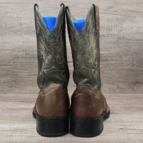 Double H Men\'s 9 EE Brown Green Leather Square Soft Toe Western Boots (DH3571) main image 8